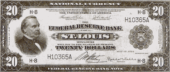 Original Federal Reserve money (note date on $20.00 bill)